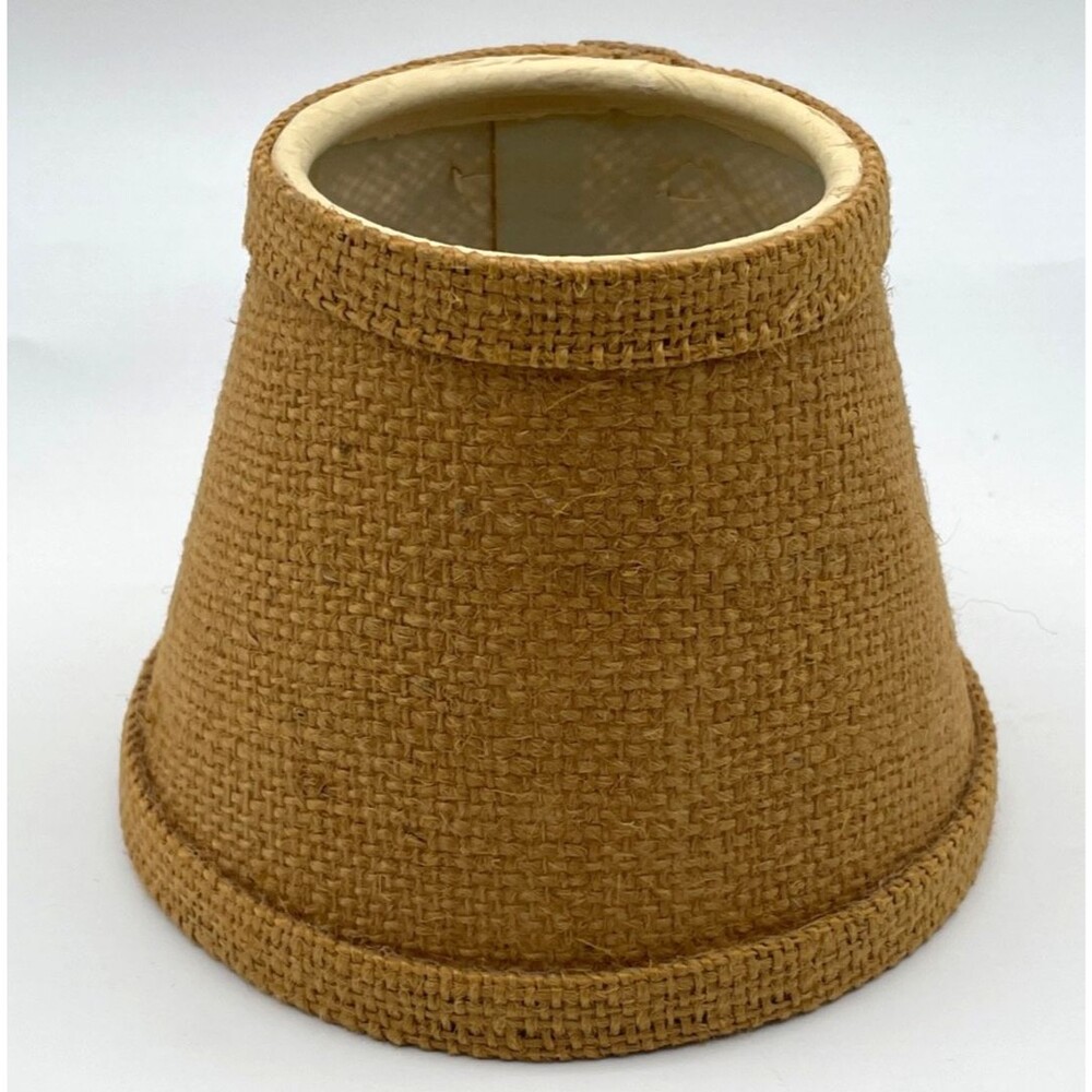 Burlap Clip-On Chandelier Shade Empire Hardback Brown 4" Tall Textured Rustic